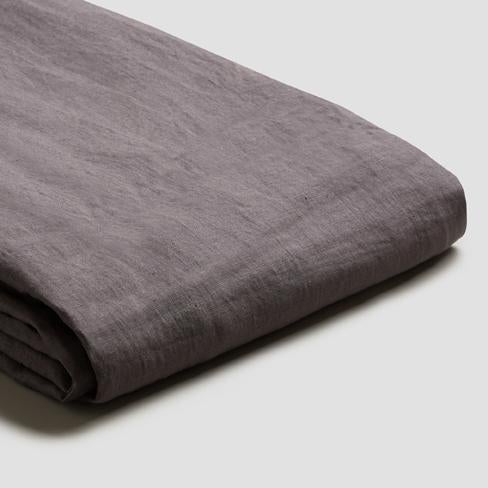 Charcoal Grey Linen Fitted Sheet - Piglet in Bed