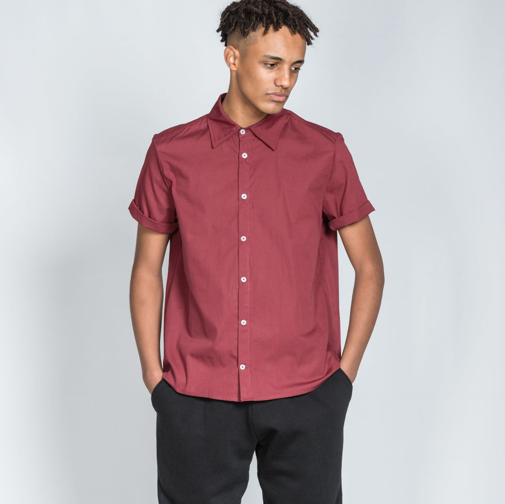 Men's Short Sleeve Shirt, Burgundy - BuyMeOnce Direct - BuyMeOnce UK