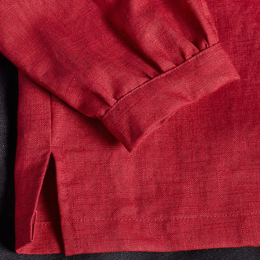 Kaely Russell | Linen Tie Shirt, Red
