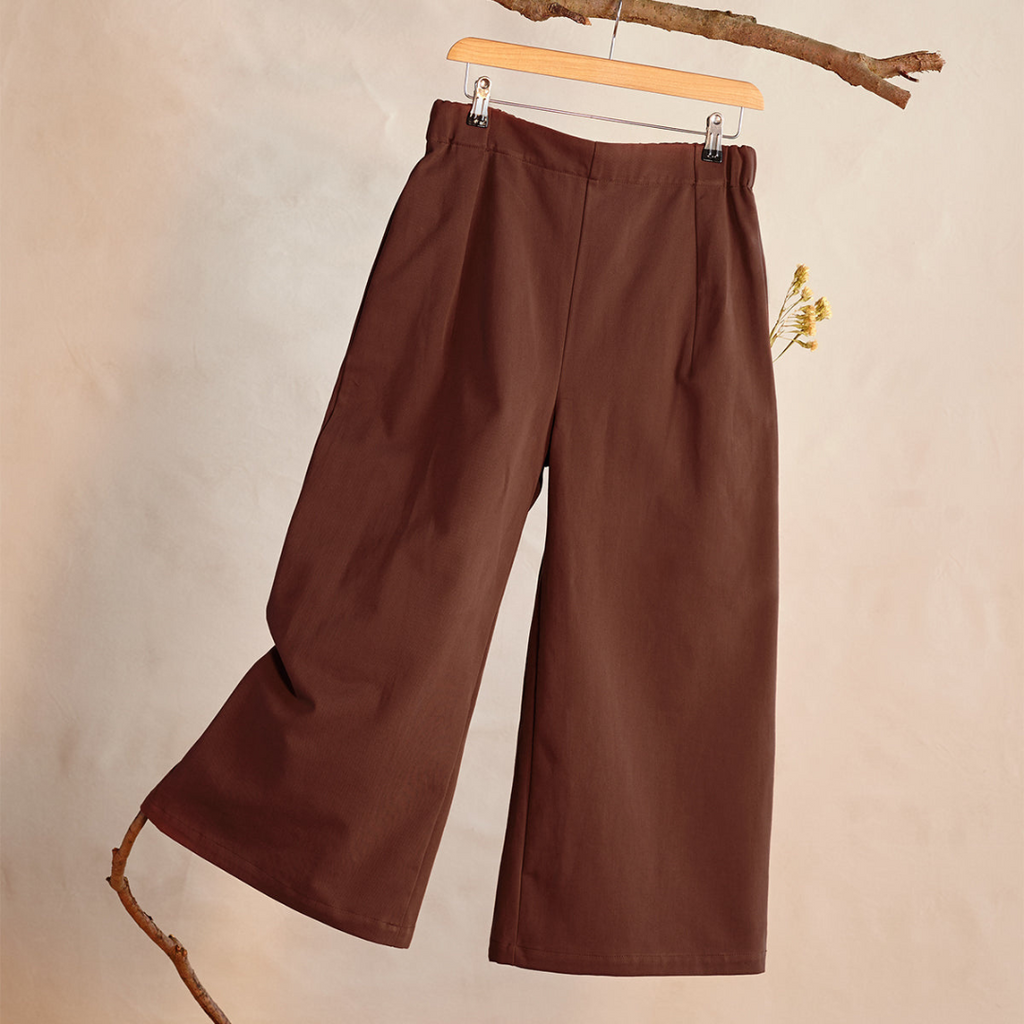 Kaely Russell | Wide Leg Organic Cotton Trousers, Chestnut