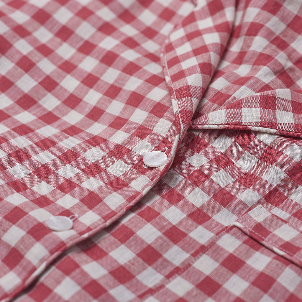 Mineral Red Gingham Pyjama Shirt Button Detail