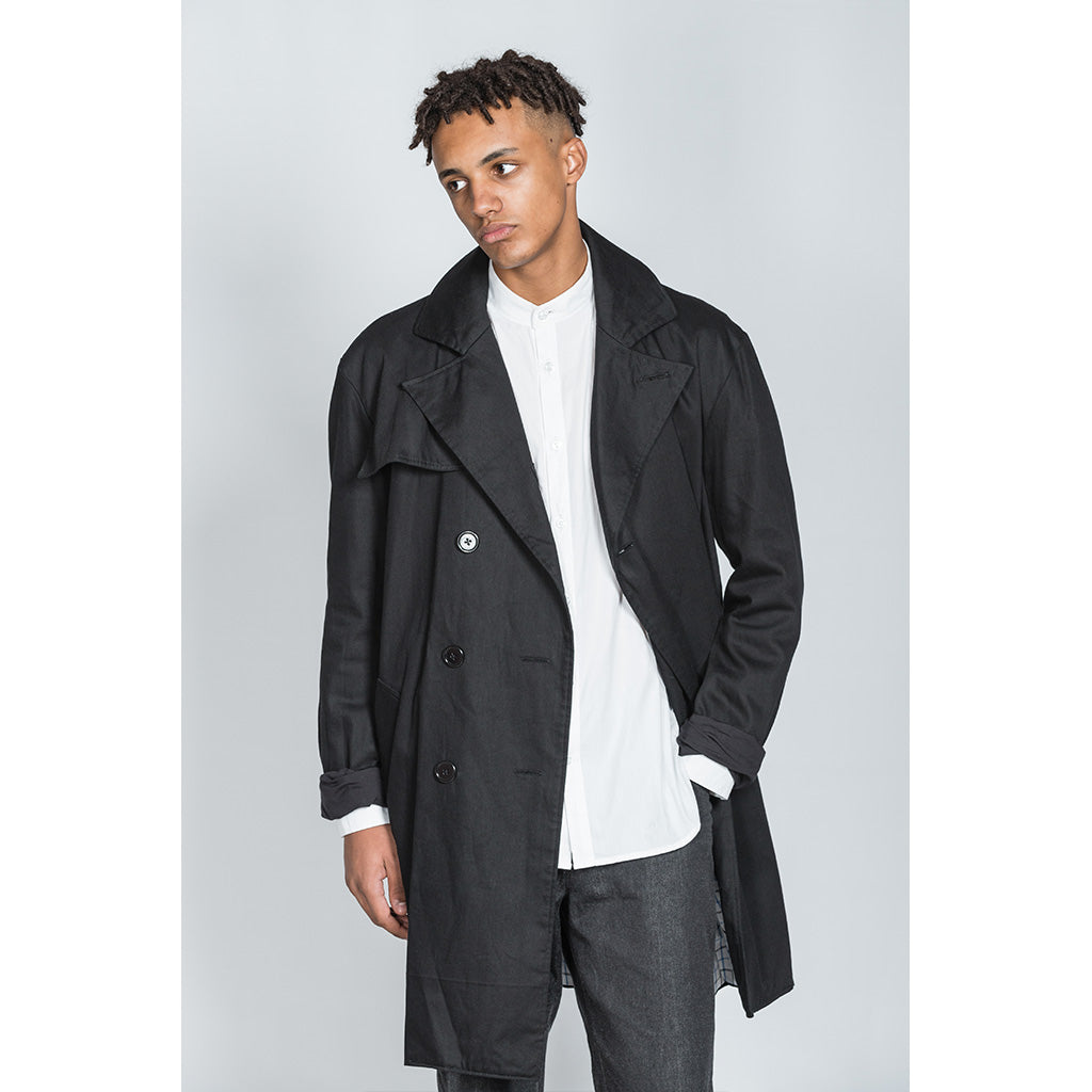 Black Cotton Twill Trench Coat -  - BuyMeOnce UK