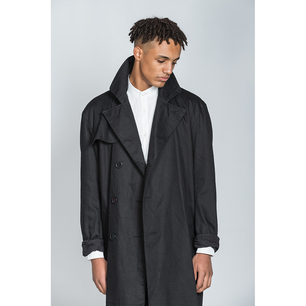Black Cotton Twill Trench Coat -  - BuyMeOnce UK